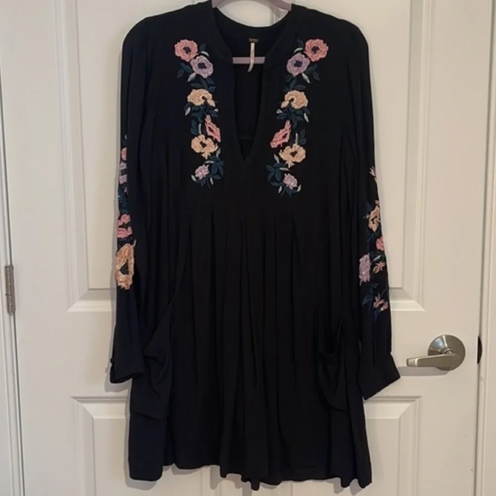 Free People Mia Gauze‎ Embroidered Mini Dress